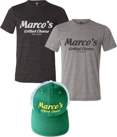 Marco's Gilled Cheese Shirts and Caps